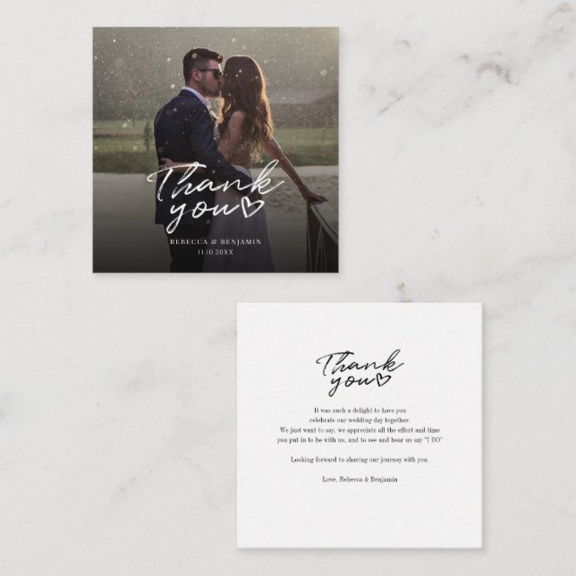 Wedding Photo Hand-Lettered Thank You Note Card (Front/Back)