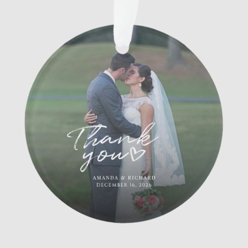 Wedding Photo Hand_Lettered Thank You Ornament