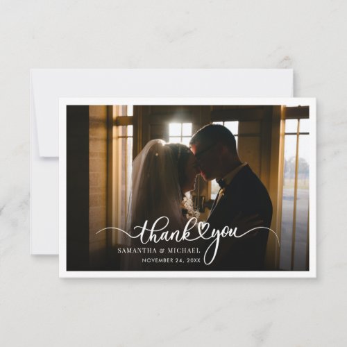 Wedding Photo Handwritten Script Thank You Card