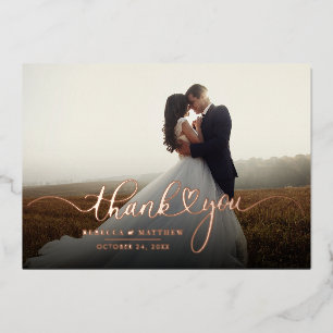 Wedding Photo Handwritten Thank You Foil Invitation