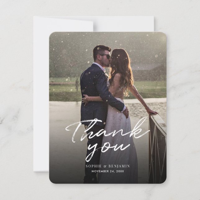 Wedding Photo Handwritten Thank You Note Card (Front)