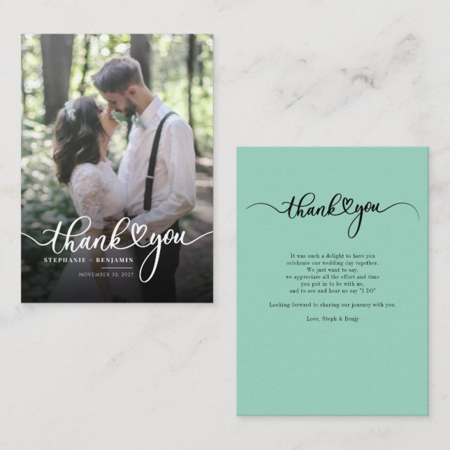 Wedding Photo Handwritten Thank You Note Card (Front/Back)