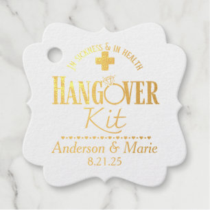 Wedding Photo Hangover Kit Foil Favor Tags