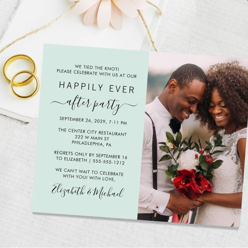 Wedding Photo Happily Ever After Party Mint Invite