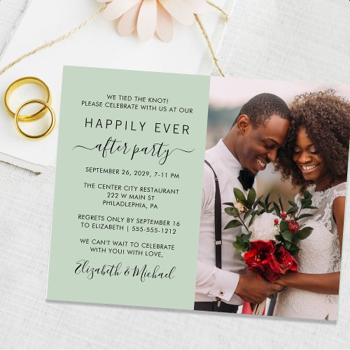 Wedding Photo Happily Ever After Sage Invitation