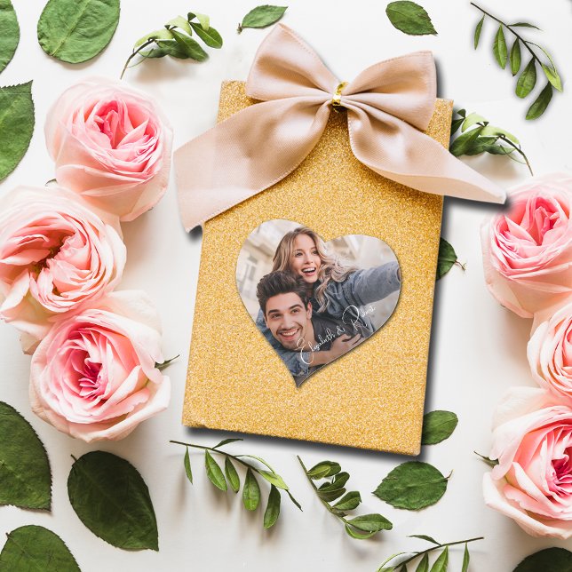 Wedding Photo Heart Sticker (Small 1-1/2" heart-shaped photo sticker.)