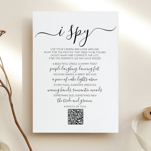 Wedding Photo Hunt Game I Spy Game QR Code Card (Creator Uploaded)