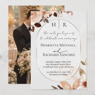 Wedding Photo Invitation with Flowers