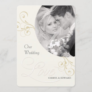 Wedding Photo Invitations - Elegant Vintage Ivory