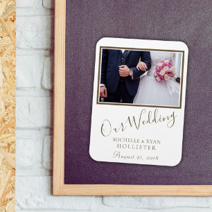 Wedding Photo Keepsake Elegant Script Magnet