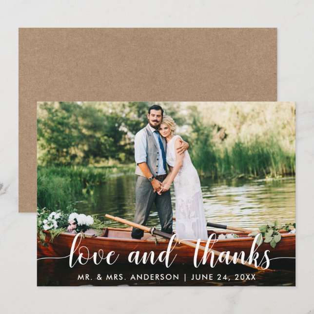 Wedding Photo Love and Thanks Kraft Card (Front/Back)