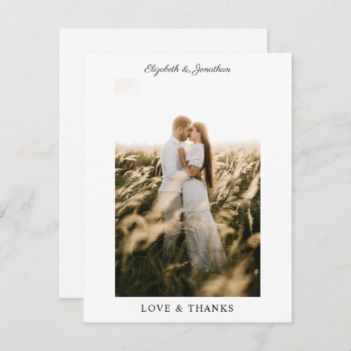 Wedding Photo Love And Thanks Simple Elegant Thank You Card