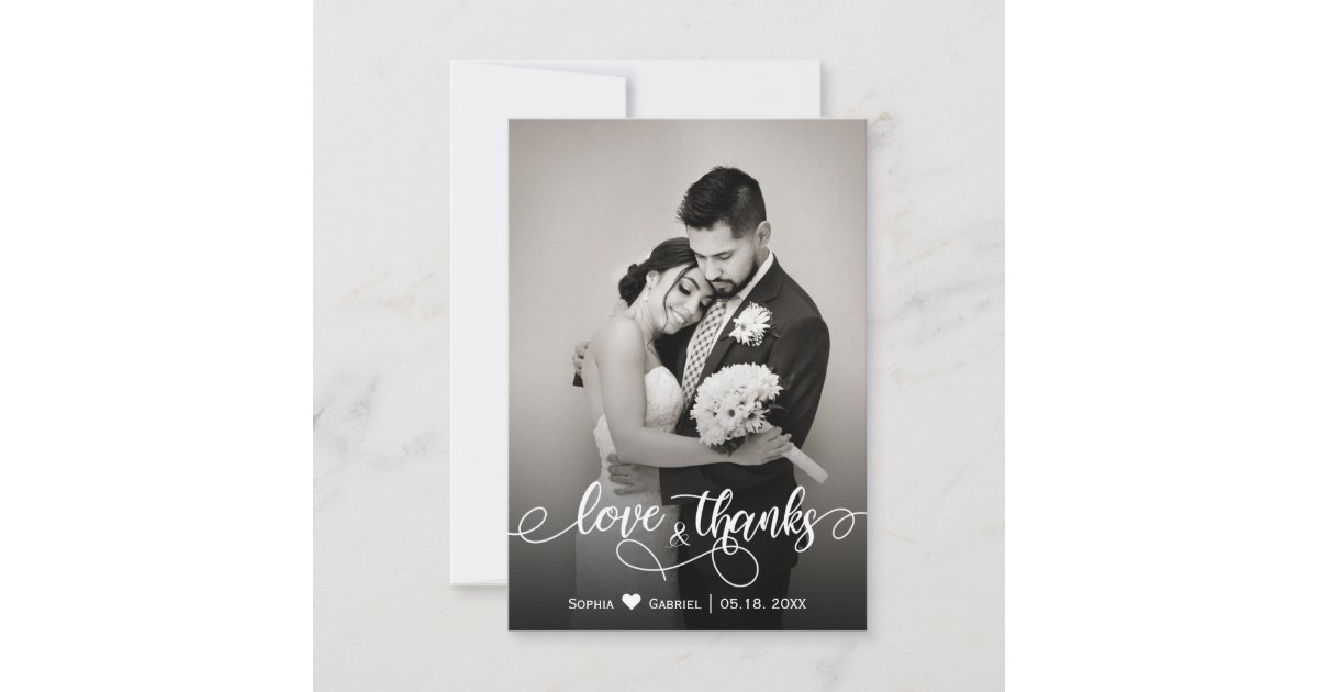Wedding Photo Love and Thanks Thank You Card | Zazzle