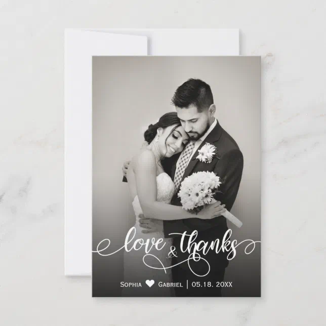 Wedding Photo Love and Thanks Thank You Card | Zazzle