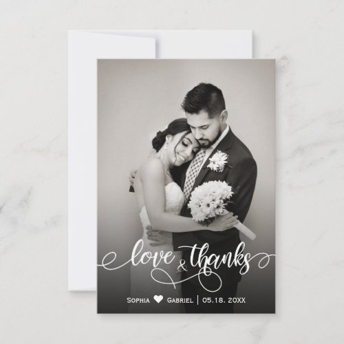Wedding Photo Love and Thanks Thank You Card
