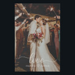 Wedding Photo Love Script Faux Canvas Print<br><div class="desc">This wedding photo canvas print features the word "love" in a modern script font. Personalize it with your wedding photo and names.</div>