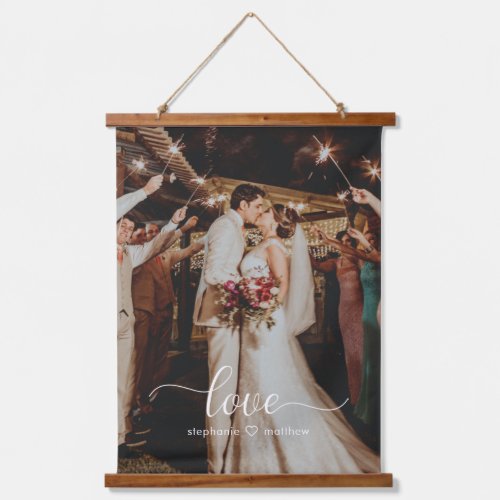 Wedding Photo Love Script Hanging Tapestry