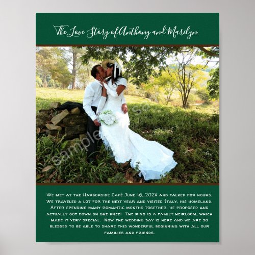 Wedding Photo Love Story Poster Keepsake