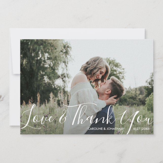 Wedding Photo Love & Thank You Pretty Elegant Card (Front)
