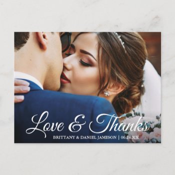 Wedding Photo Love & Thanks Bride & Groom Postcard by HappyMemoriesPaperCo at Zazzle