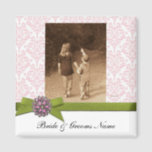 Wedding Photo Magnet Favors Template<br><div class="desc">Wedding Photo Magnet Favors Template of elegant pink - white - and green.  Just add photo and names.  Makes Nice Favor for wedding or shower.</div>