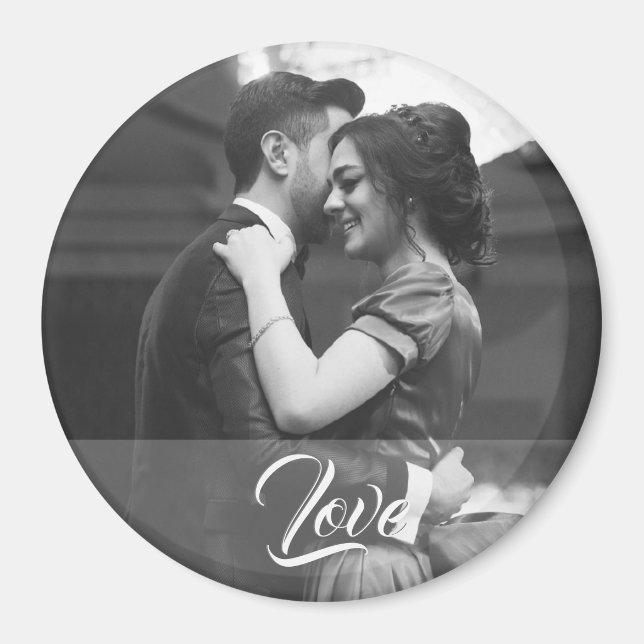 Wedding photo magnet with text Love (Front)