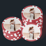 Wedding Photo Memory Love Script Anniversary Favor Poker Chips<br><div class="desc">A beautiful way to remember one of the best days of your life,  your wedding day. Remember that special moment forever with this wedding photo memory keepsake. Personalize the script typography to your own text and wedding date.</div>