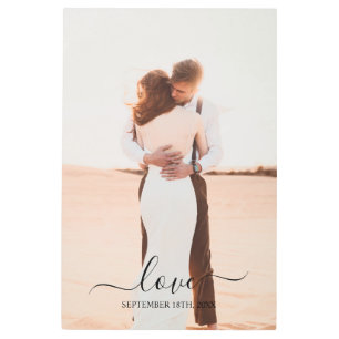 Wedding Photo Memory Love Script Wedding Metal Print