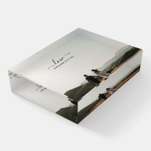 Wedding Photo Memory Love Script Wedding Paperweight