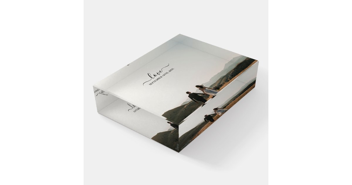 Wedding Photo Memory Love Script Wedding Paperweight | Zazzle