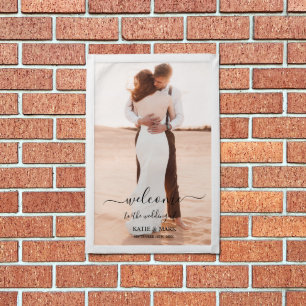 Wedding Photo Memory Love Script Wedding Welcome Pennant