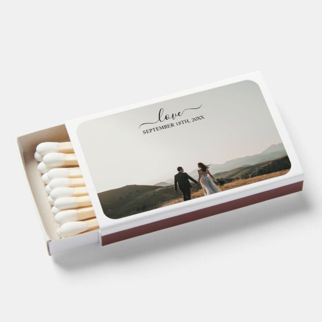 Wedding Photo Memory Love Wedding Photo Block Matchboxes (Front Open)