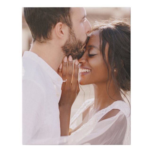 Wedding Photo Memory Newly Weds Keepsake Faux Canvas Print (Front)