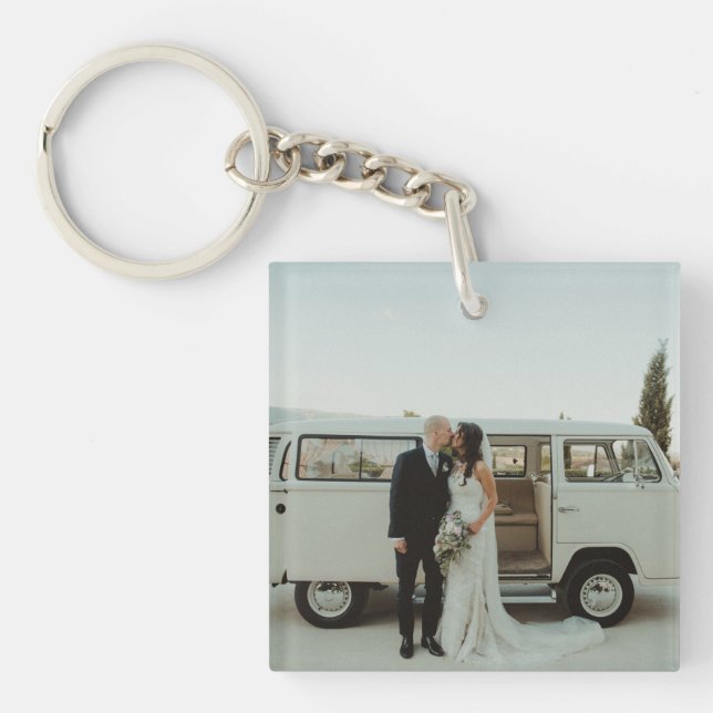 Wedding Photo Memory Newly Weds Keepsake Keychain (Front)
