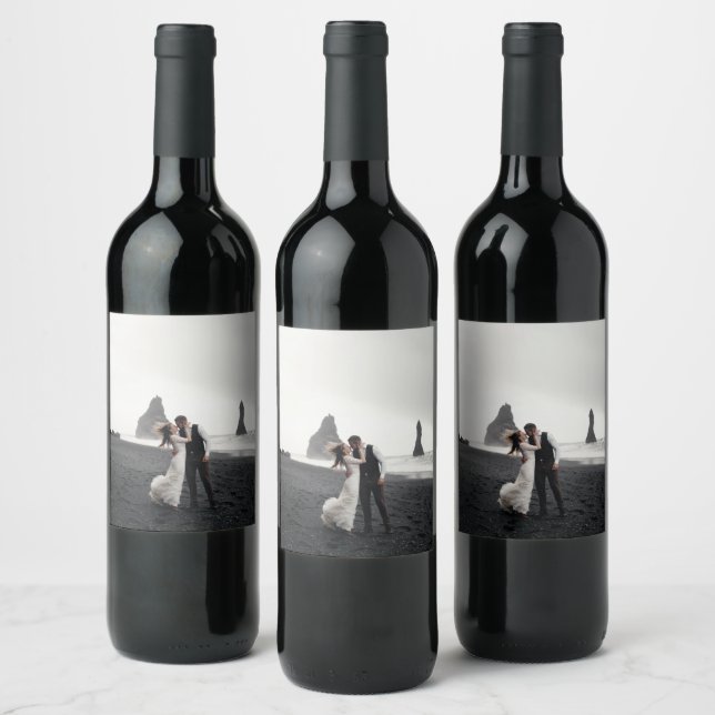 Wedding Photo Memory Newly Weds Keepsake Wine Label (Bottles)