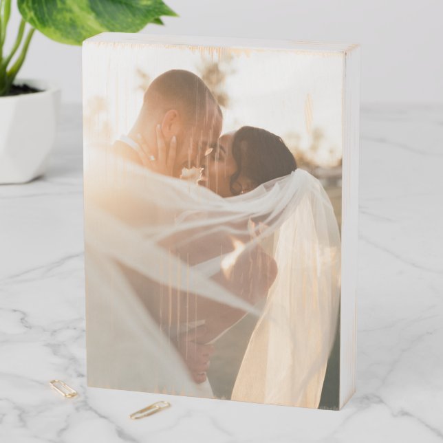 Wedding Photo Memory Newly Weds Keepsake Wooden Box Sign (In Situ Vertical)