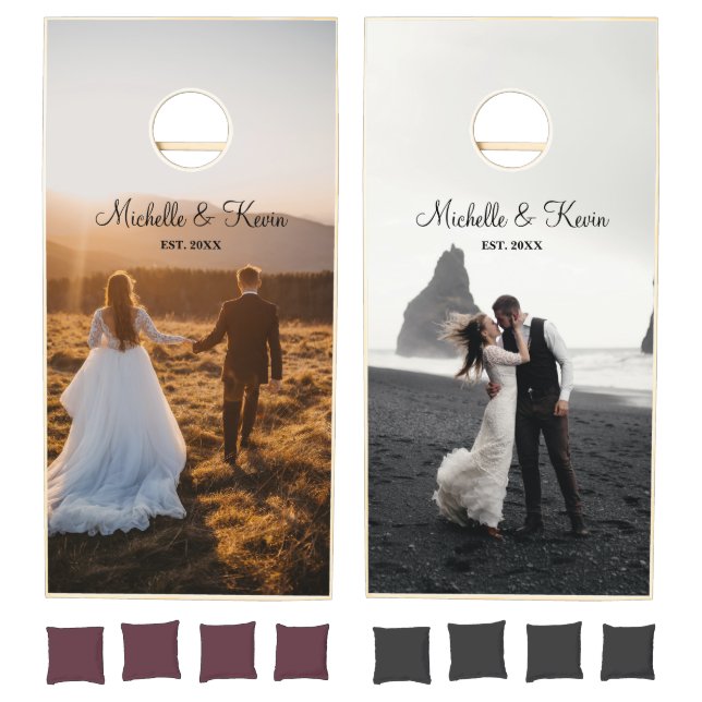 Wedding Photo Memory Newly Weds Wedding Cornhole Set (Set)