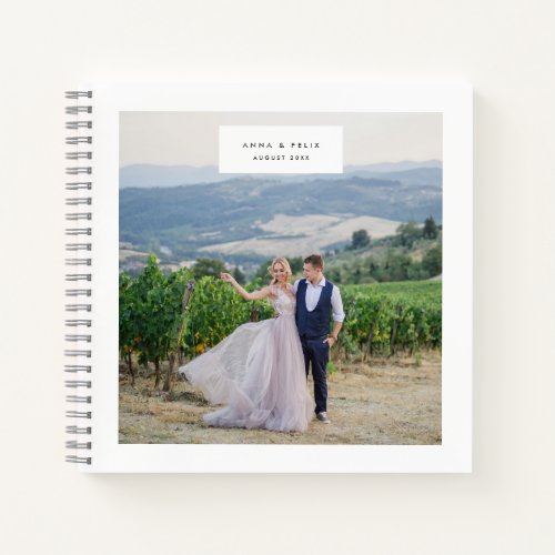 Wedding Photo Minimal Elegant Simple White Guest Notebook