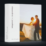 Wedding Photo Minimalist Elegant Simple White 3 Ring Binder<br><div class="desc">A minimalist elegant wedding album featuring a large photo framed by a white banner with black modern typography. Personalize with your photo, ,  name and wedding date.</div>