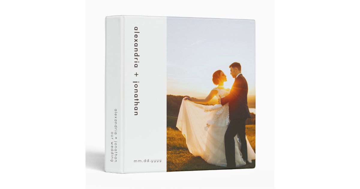 Wedding Photo Minimalist Elegant Simple White 3 Ring Binder | Zazzle