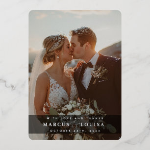WEDDING PHOTO modern elegant chic ampersand black Foil Invitation