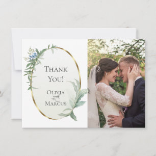 Wedding Photo   Modern Elegant Tropical Leaves Thank You Card