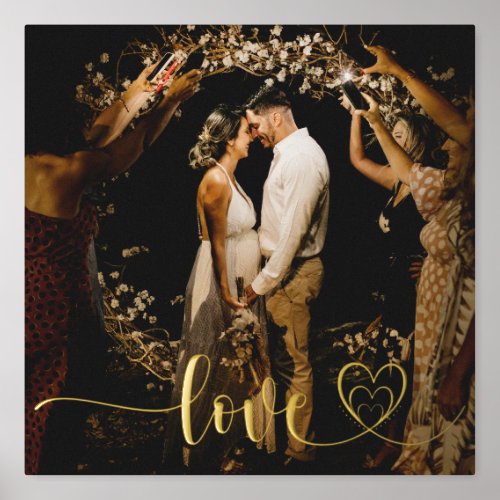 Wedding Photo Modern Script Styled Love Hearts Foil Prints