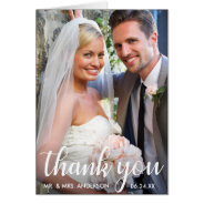 Wedding Photo | Modern Script Thanks Fold Card at Zazzle