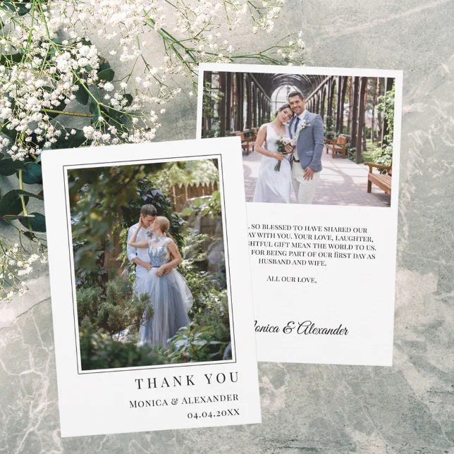 Wedding photo modern simple Thank You Card | Zazzle