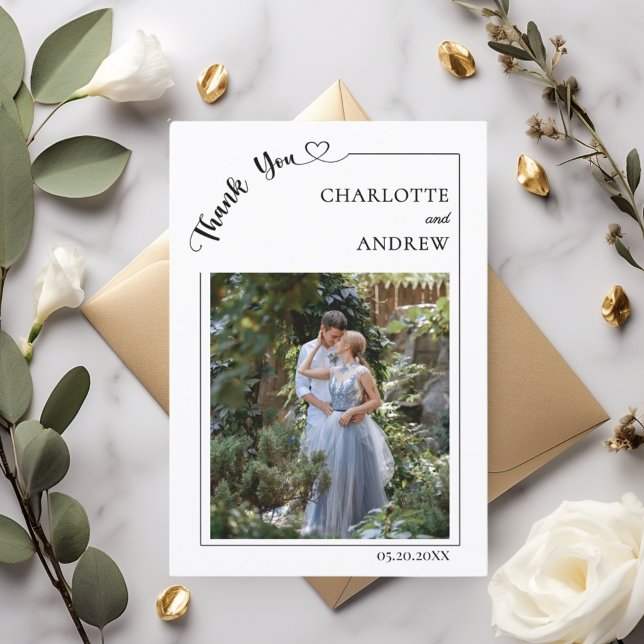 Wedding photo modern simple thank you card (Creator Uploaded)