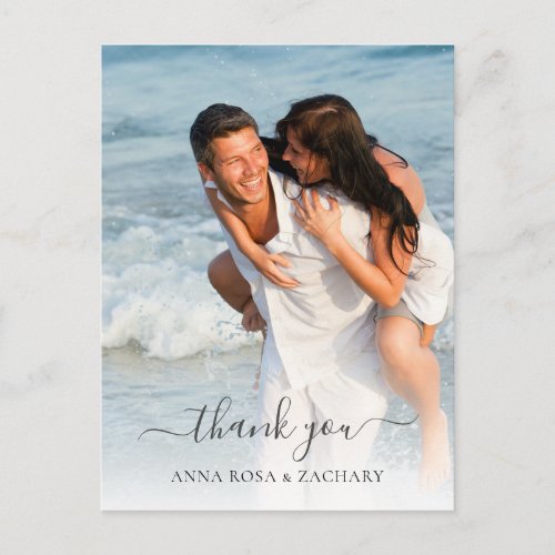  WEDDING PHOTO Modern Thank You  Postcard