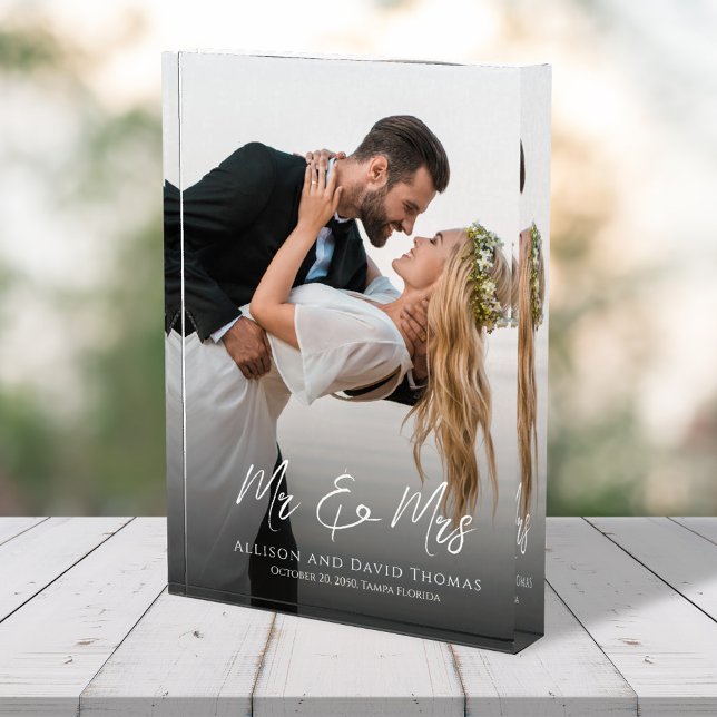 Wedding Photo Mr. and Mrs. Personalized Block (Mr. and Mrs. Custom Wedding Photo block.)