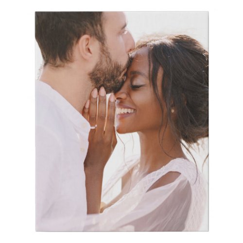 Wedding Photo Newly Weds Modern Elegant Faux Canvas Print