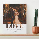 Wedding Photo Newlyweds Keepsake Faux Canvas Print<br><div class="desc">Showcase your special day from your wedding in this elegant,  simple,  design with typography of the word LOVE and customizable names written in a beautiful script font. Perfect for a wedding gift for the bride and groom. A beautiful keepsake for a newly married couple.</div>